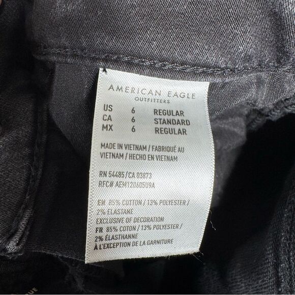 American Eagle Super High Rise Jegging Jeans Black Distressed Stretch Size 6 - Picture 8 of 8